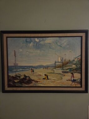 ORIGINAL Framed Oil On Canvas Signed Pat McCoury Carlsbad California Beach Scape